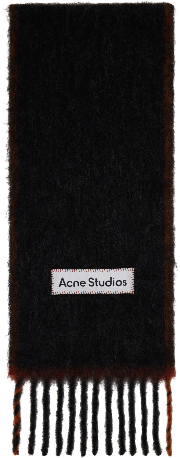 

Узкий шерстяной мохеровый шарф Acne Studios, черный