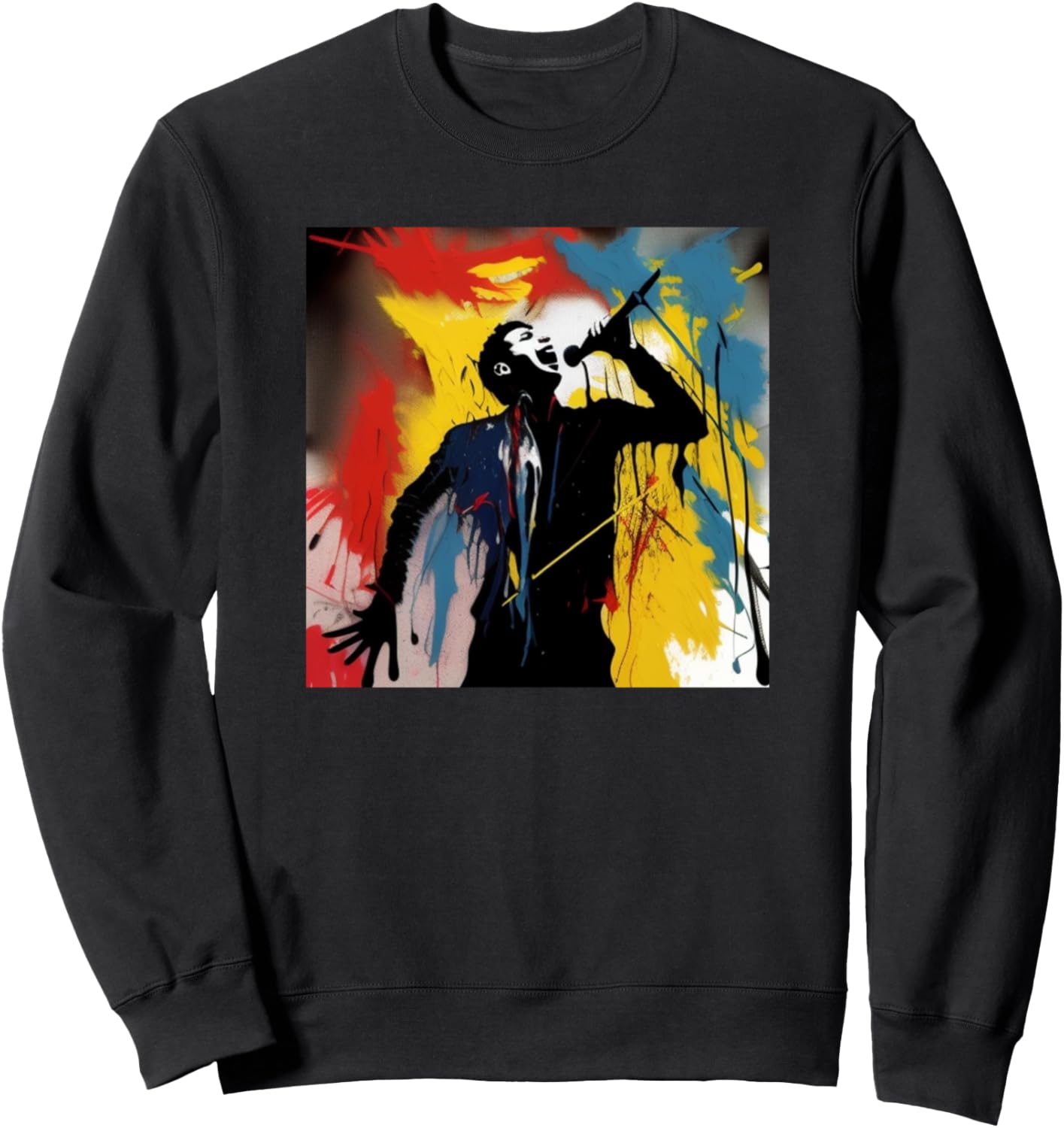 

Изображение певца, силуэт мужчины, красочный, певец, толстовка Singer Music Art Men Women - Kids Boys Girls Gift, черный