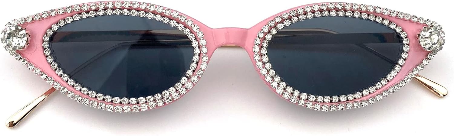 

Роскошные маленькие солнцезащитные очки «кошачий глаз» со стразами для женщин, модные, с бриллиантовым блеском, для вечеринок, хрустальные, с защитой от УФ-излучения UV400 mincl, Pink