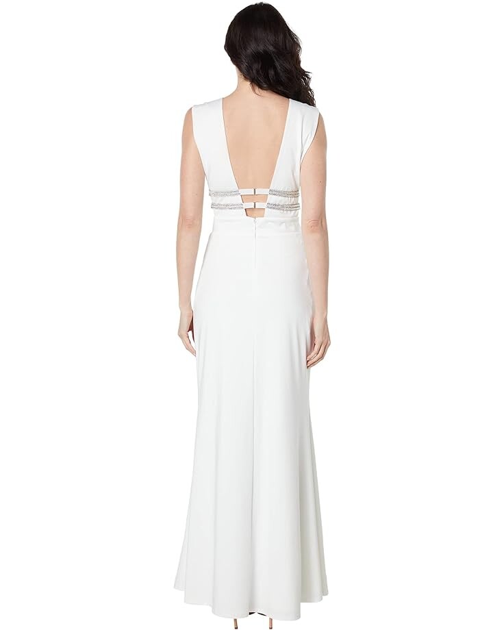 

Платье Bebe Illusion Cutout Sparkle Gown, белый