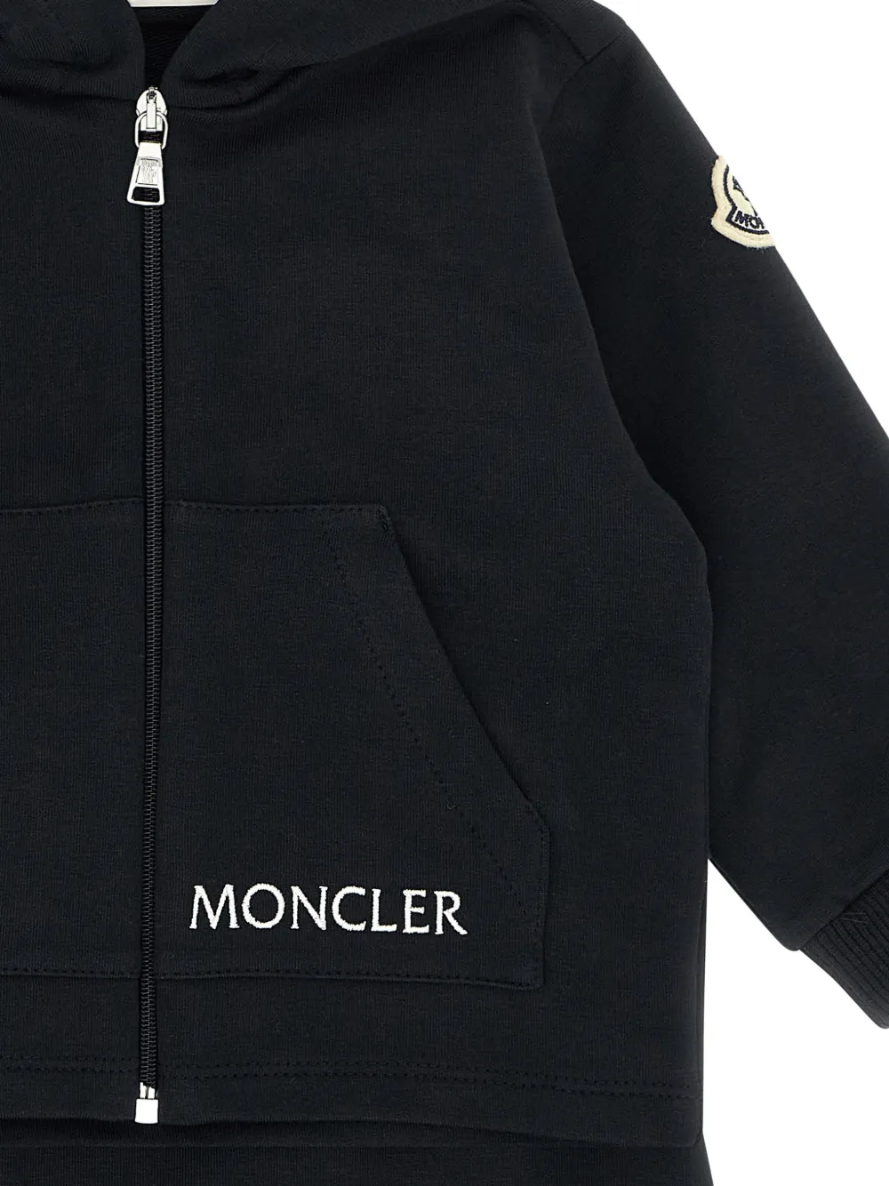 Комбинезон на молнии с вышитым логотипом Moncler Enfant, синий — фото 4