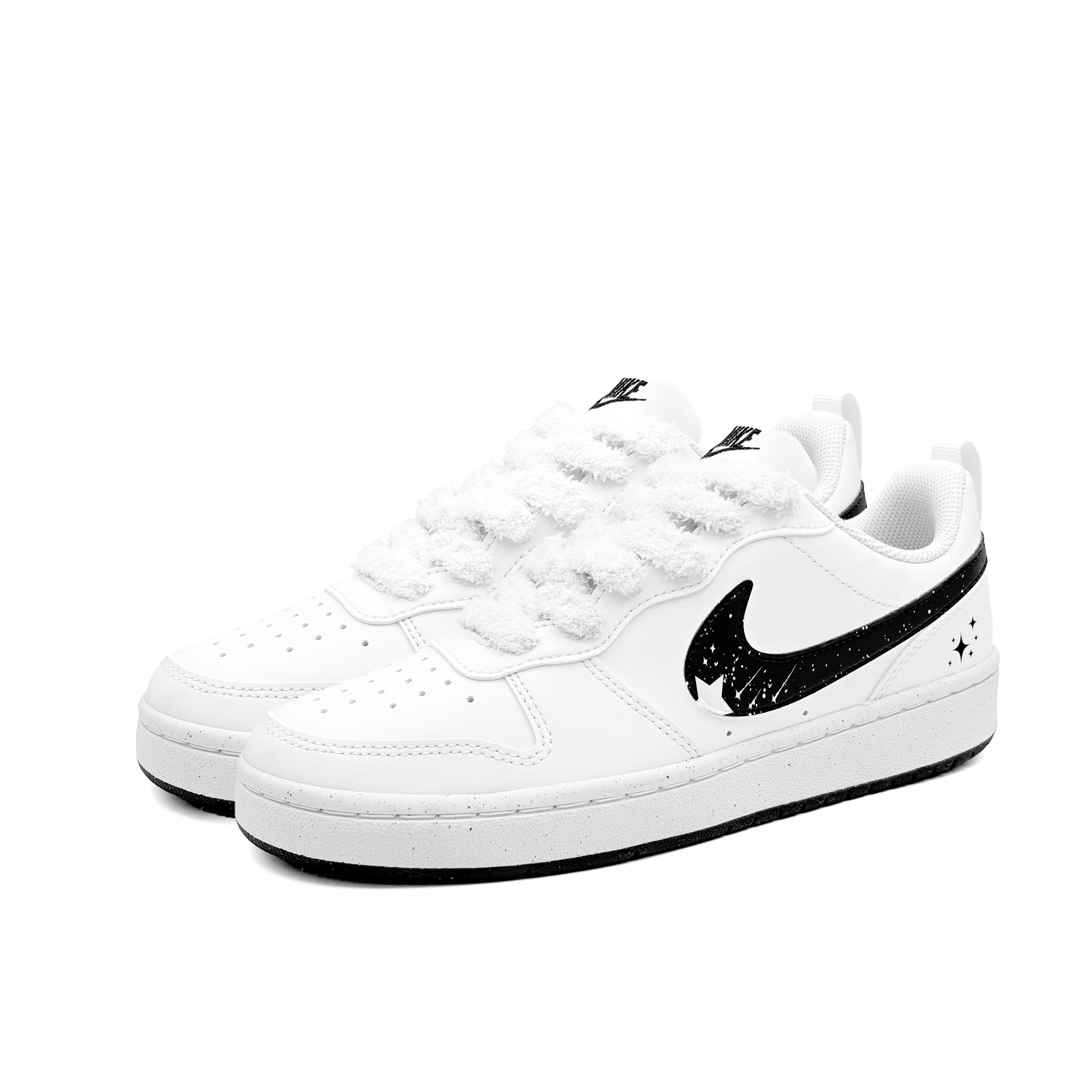 Nike Court Borough White Star Starry Talk Synthetic Leather Abrasion Resistant Low top Skateboard Shoes Black White — фото 4