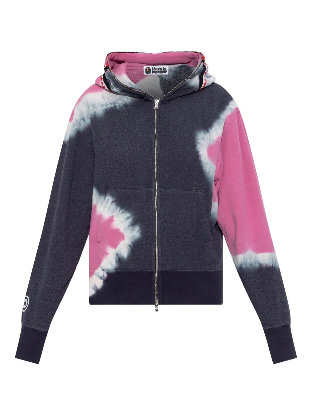 

Худи с эффектом тай-дай и деталями в виде акулы A BATHING APE, синий