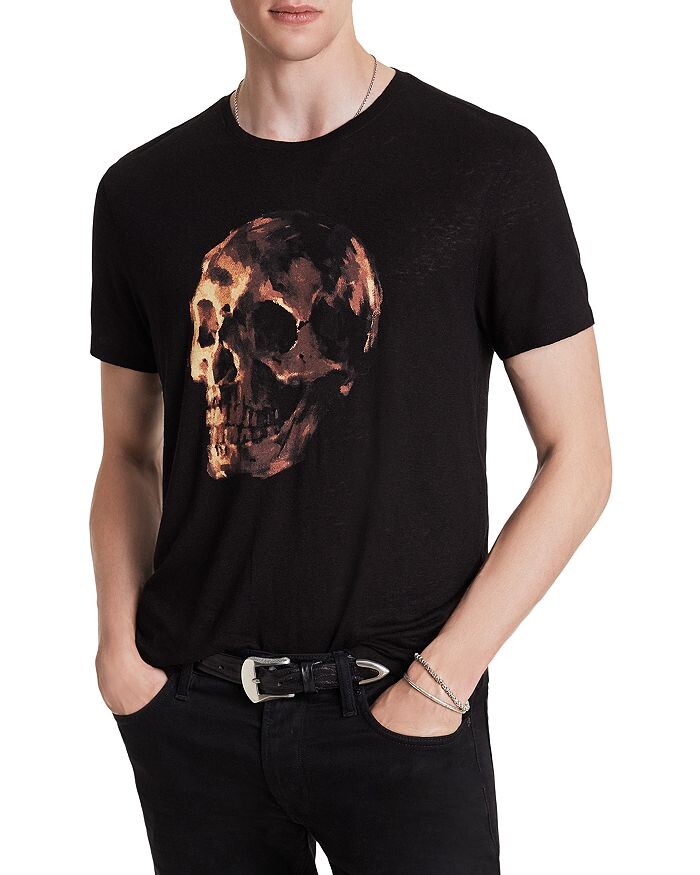 

Льняная футболка John Varvatos с рисунком черепа, черный