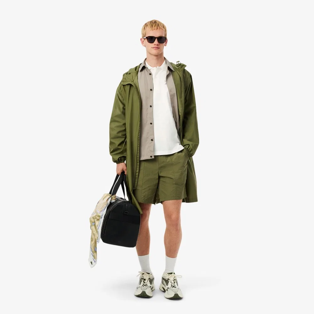 Мужская футболка-поло Lacoste с горным графическим принтом, цвет белый — фото 4