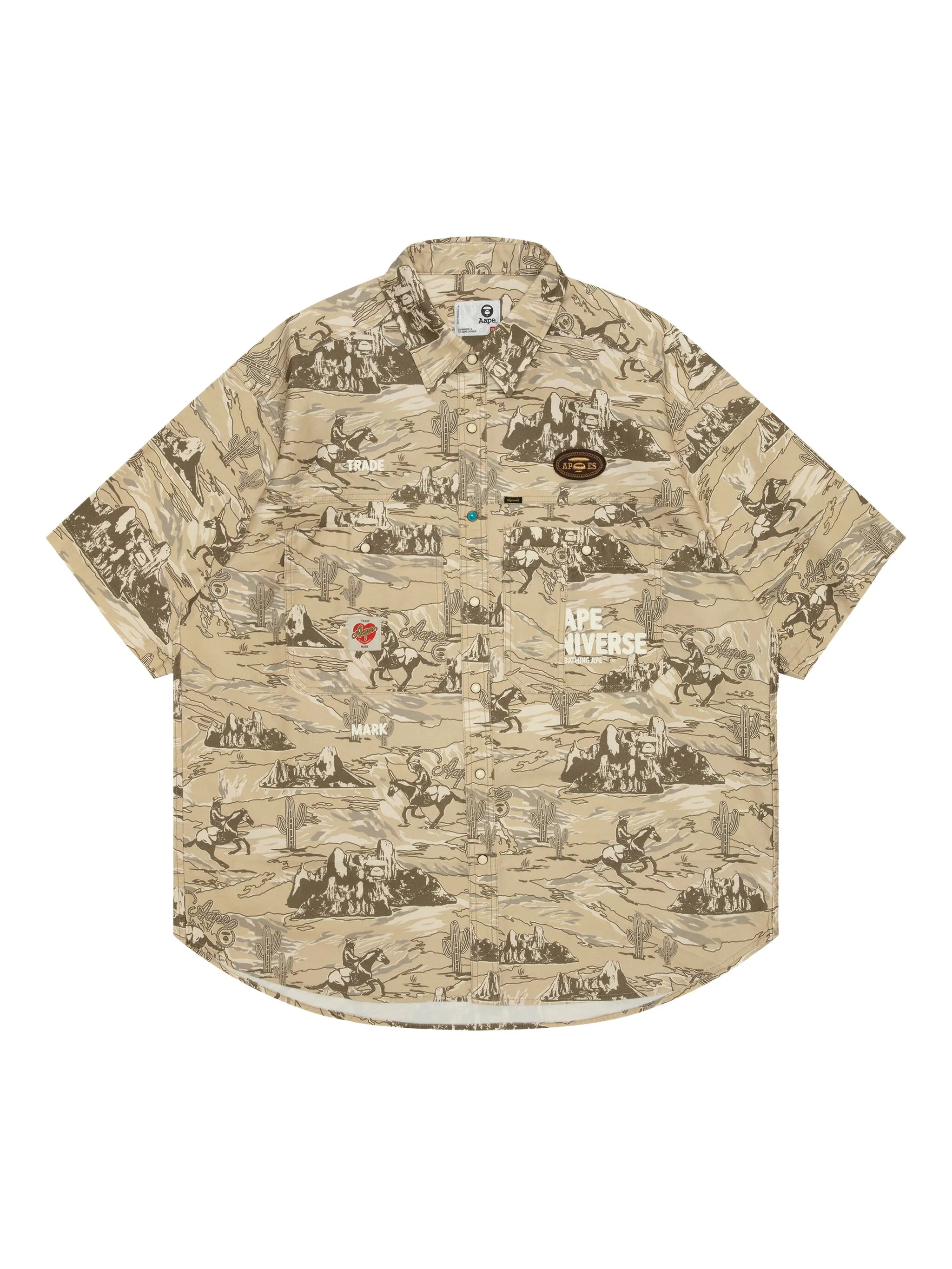 

Рубашка с вышитым логотипом Aape By A Bathing Ape, бежевый