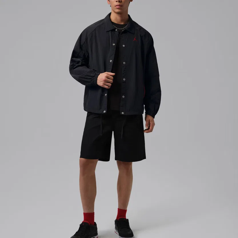 Куртка BRAND мужская, черная, с лацканами, умеренная Jordan, Black — фото 3