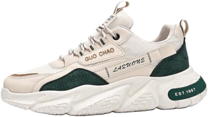 

Мужские модные спортивные кроссовки с толстой подошвой и дышащей конструкцией, с шнуровкой, противоскользящие и прочные. Для бега на открытом воздухе Fusecottc, зеленый