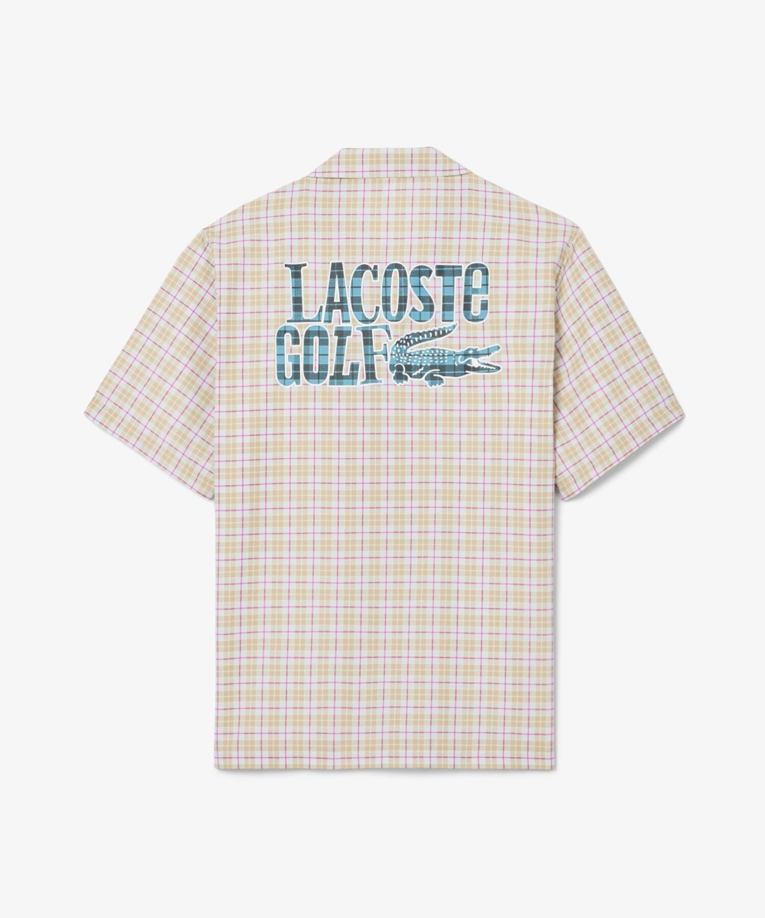 Рубашка для гольфа Lacoste в клетку с открытым воротником Lacoste, beige — фото 4