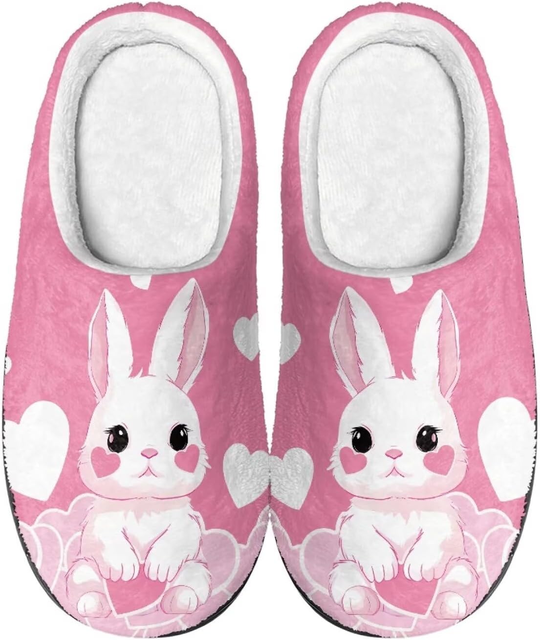 

Мужские и женские нескользящие тапочки, теплые мягкие уютные тапочки из фланели, домашняя обувь для спальни и улицы, размеры 2-12 Zcfygdx, Cute Bunny Loves Print