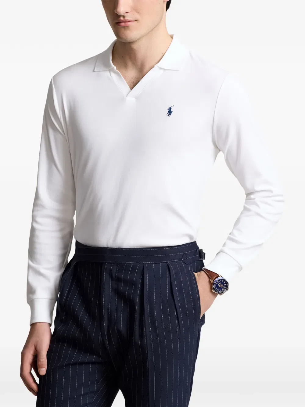 Футболка с длинными рукавами и вышитым логотипом Polo Ralph Lauren, белый — фото 3