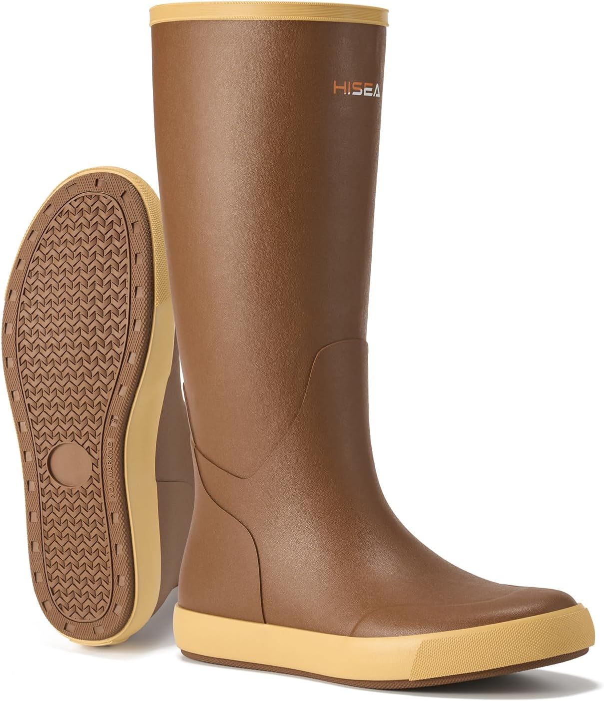 

Мужские резиновые сапоги HISEA, 100 натуральный резиновый высокий дождевой сапог с тканевой подкладкой для мужчин, Copper