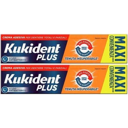 

Kukident Plus Double Action Maxi Denture Adhesive Cream для полных и частичных зубных протезов 2X65 г
