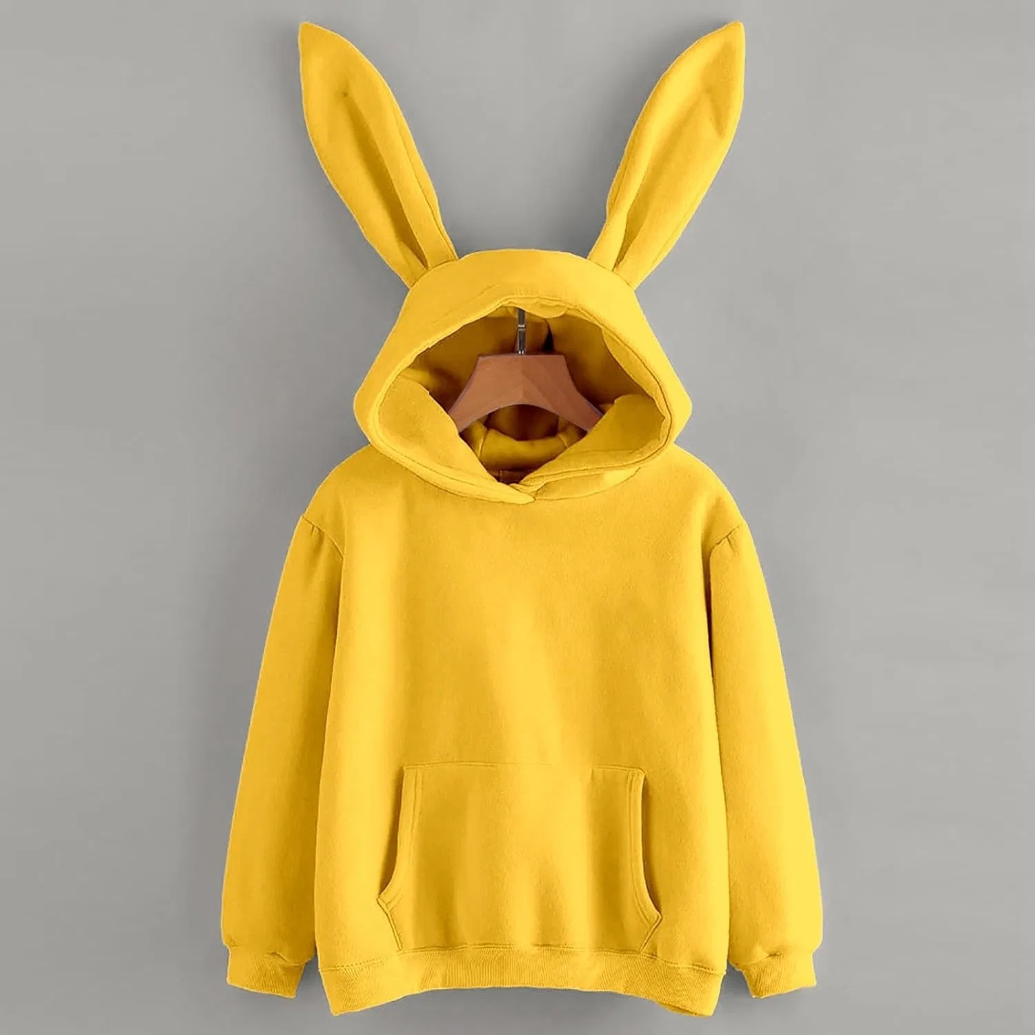 Женская худи с капюшоном и ушками кролика, анималистичный принт, Yellow — фото 2
