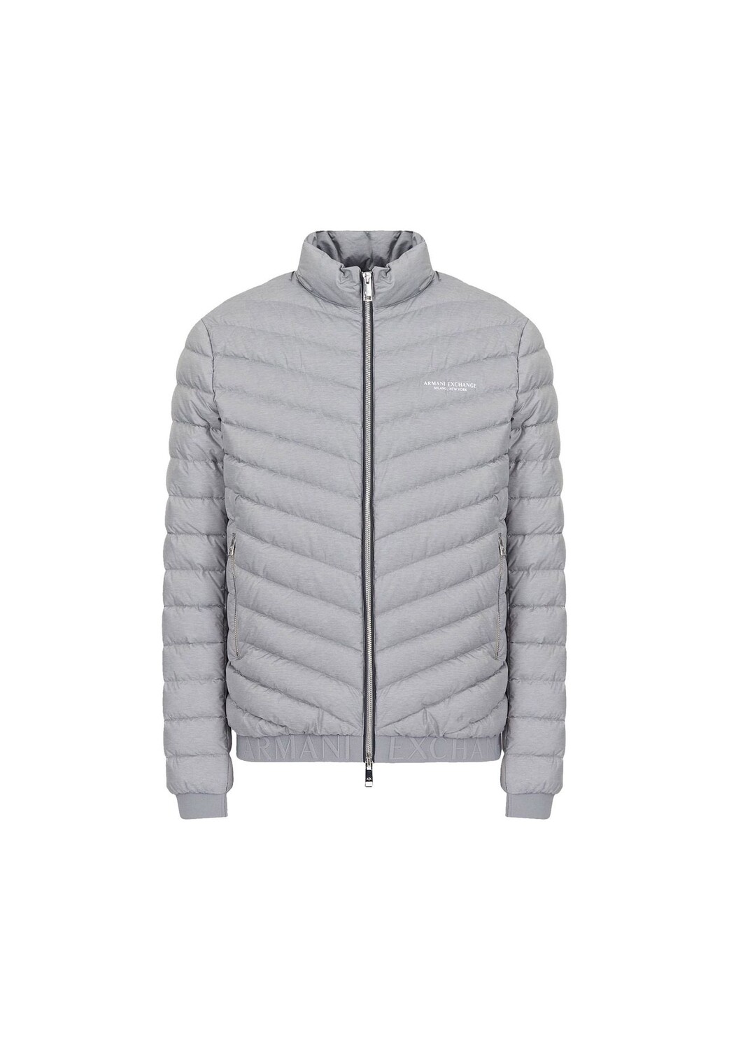 

Мужской пуховик - микрофибра, логотип ARMANI EXCHANGE, серый