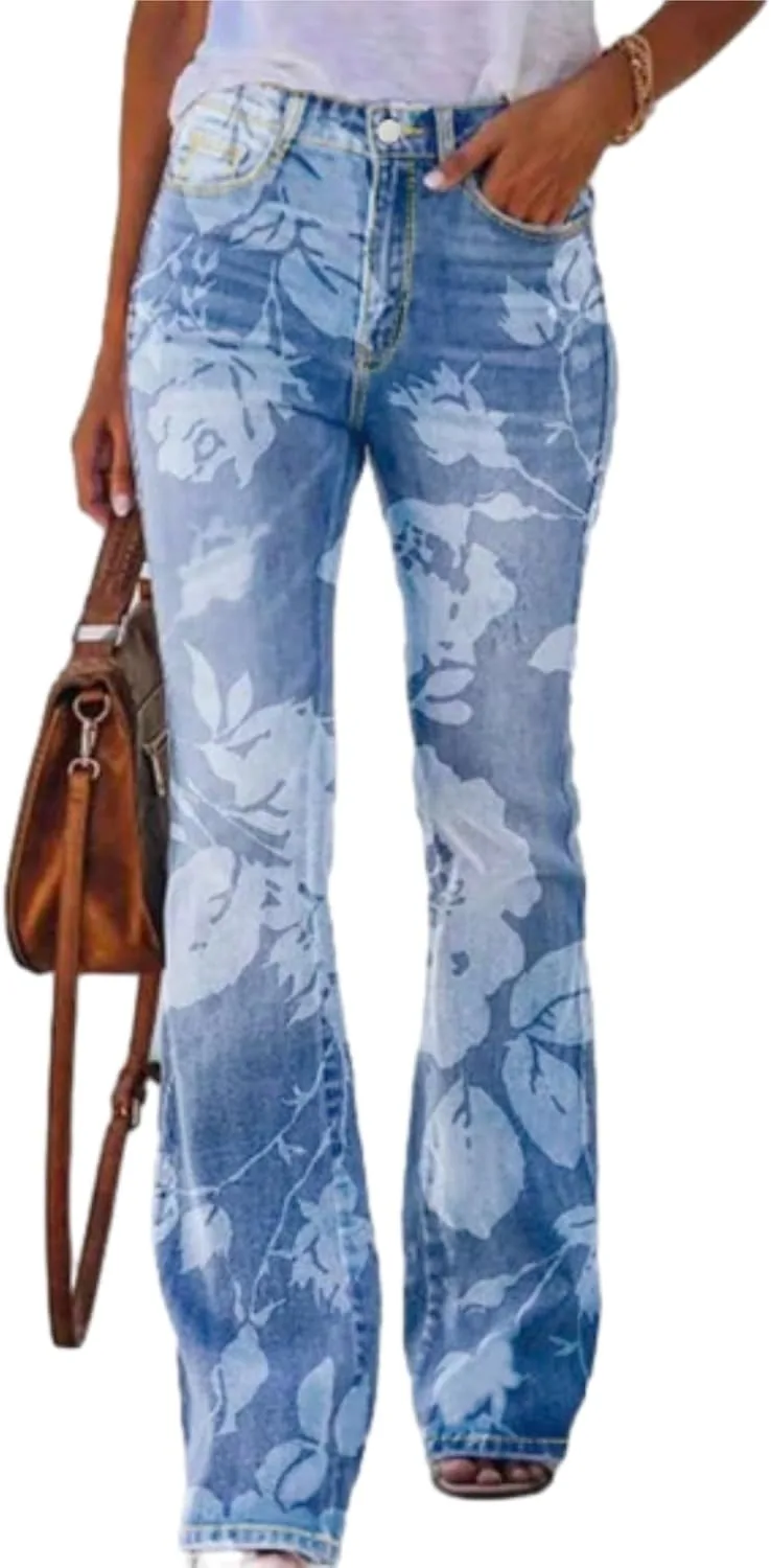 

Джинсы для женщин bootcut с цветочным принтом EXPJEAS