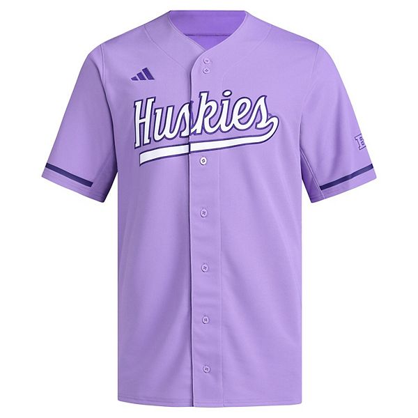 Мужская бейсбольная футболка Washington Huskies фиолетовая Adidas — фото 3