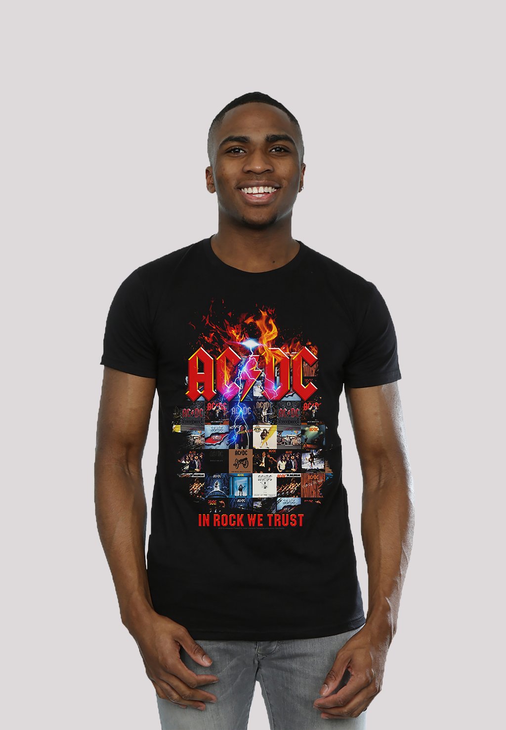 

Футболка с принтом ACDC IN ROCK WE TRUST ALBUM COVERS - ROCK METAL MUSIK BA F4NT4STIC, черный