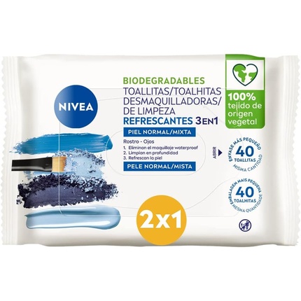 

3 Ru 1 Освежающие очищающие салфетки 40 шт., Nivea