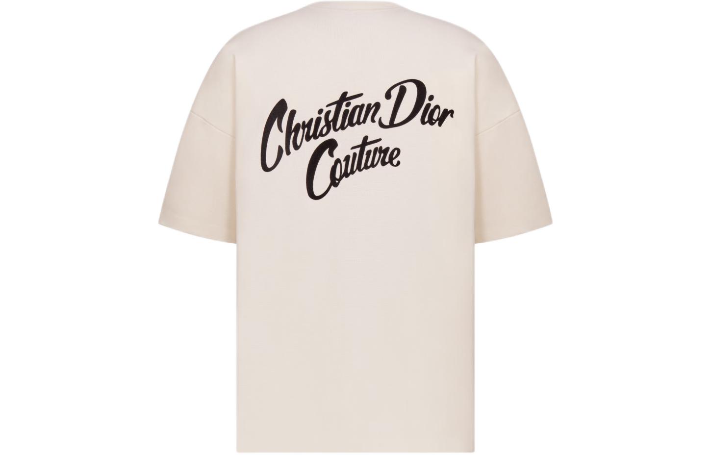 Футболка Homme Christian Couture с принтом DIOR, экрю — фото 3