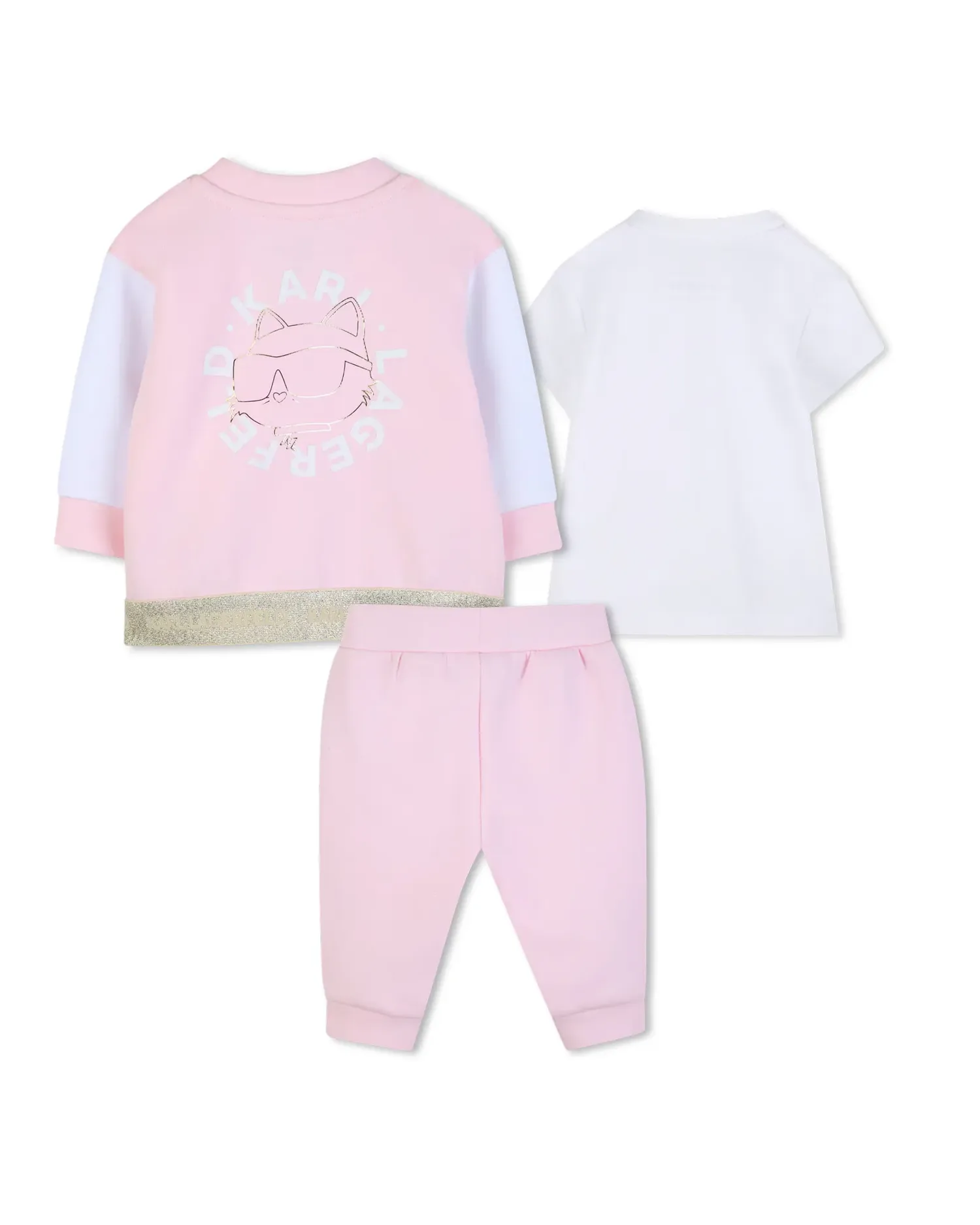 Геометрический комплект для девочки из хлопка Karl Lagerfeld Kids, белый — фото 3