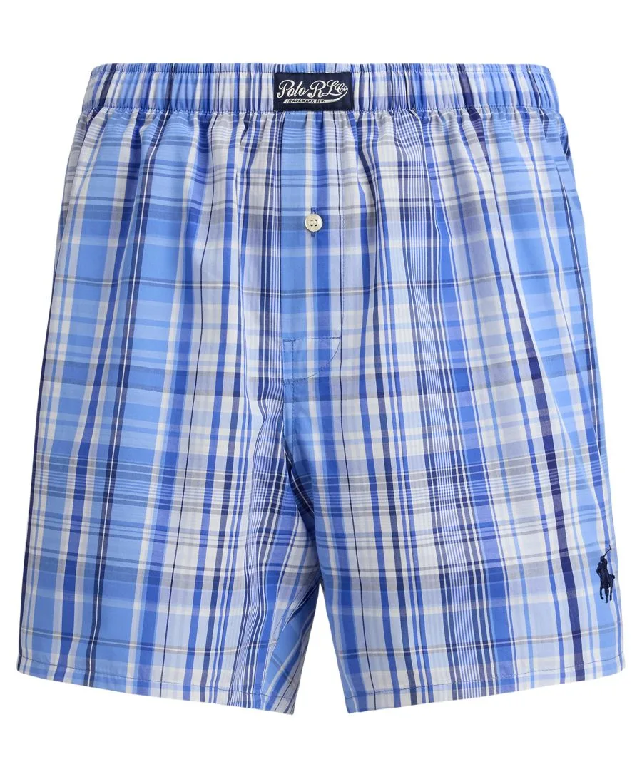 Мужские клетчатые тканые боксерские трусы Polo Ralph Lauren, robinson plaid/cruise темно-синий — фото 4
