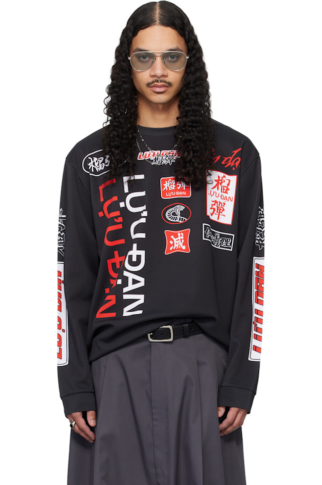 

Lu'U Dan Черная свободная футболка с длинными рукавами