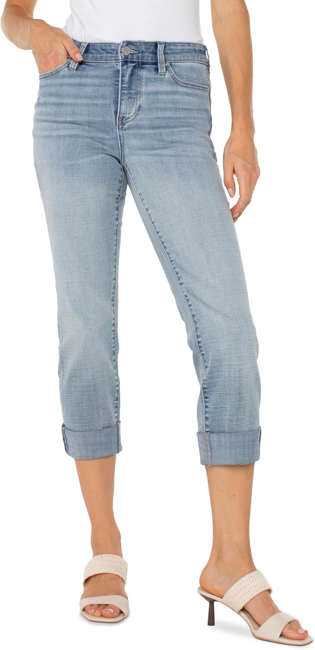 

Джинсы Liverpool Los Angeles Charlie Crop Wide Rolled Cuff Jean 24in Inseam, цвет Temescal