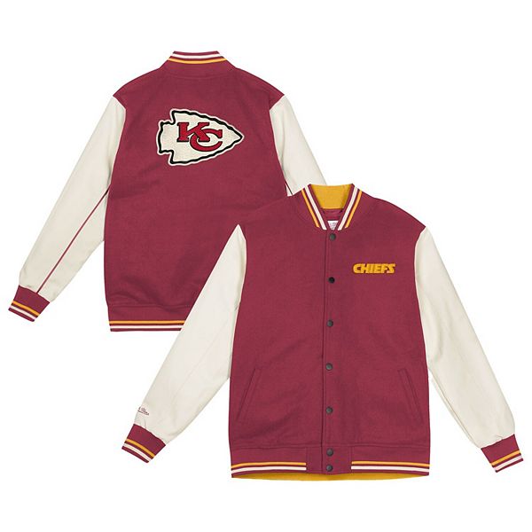 

Красная молодежная бейсбольная куртка kansas city chiefs Mitchell & Ness