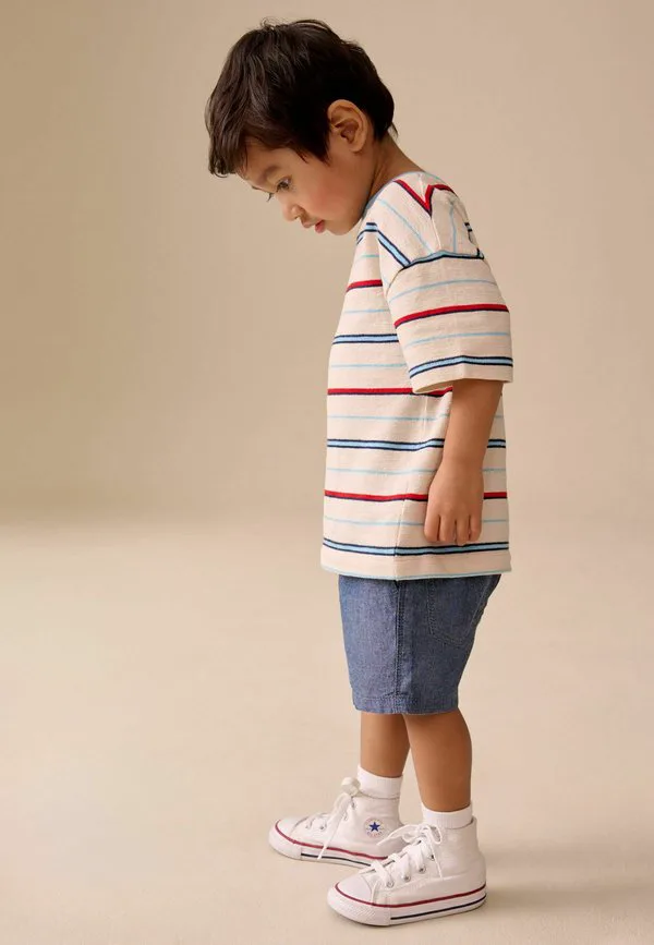 Футболка стандартного кроя с коротким рукавом и полосатым принтом Next, White Red Blue — фото 2