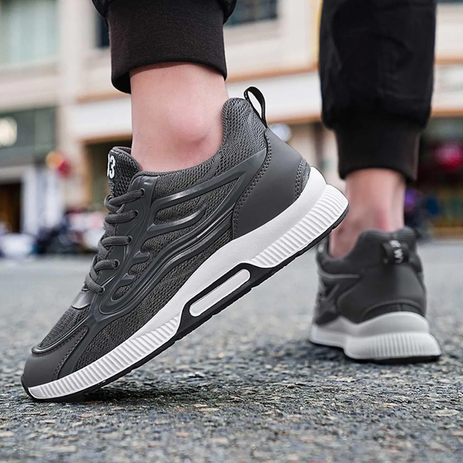 Кроссовки 2026 Schuhe Herren Modische, einfarbige Mesh-Sneaker zum Schnren fr Paare Männer Frauen mit der gleichen Art von Laufschuhen Generic, Grau — фото 4
