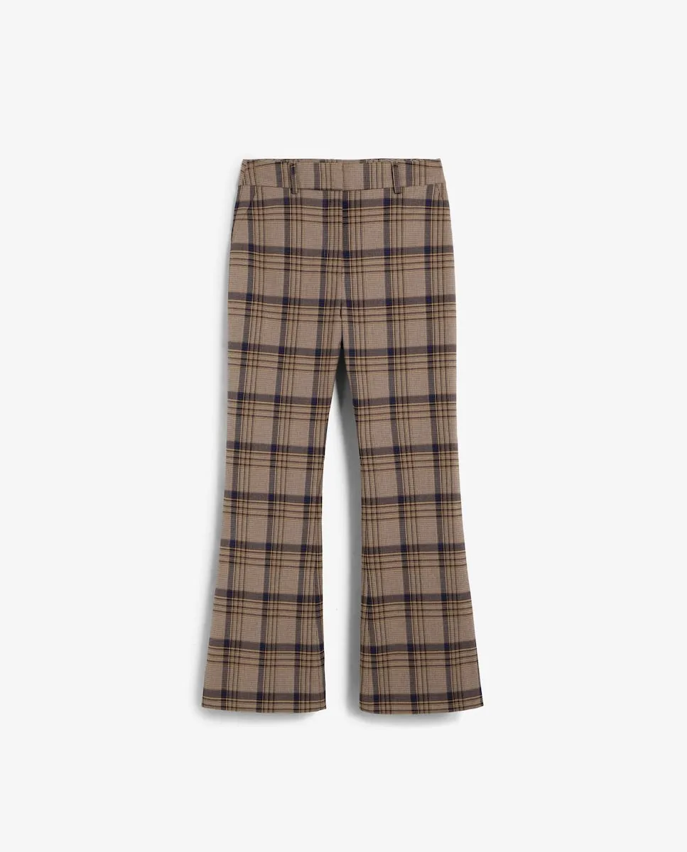 

Женские прямые брюки с укороченным расклешенным низом и клетчатым принтом Scalpers, мультиколор