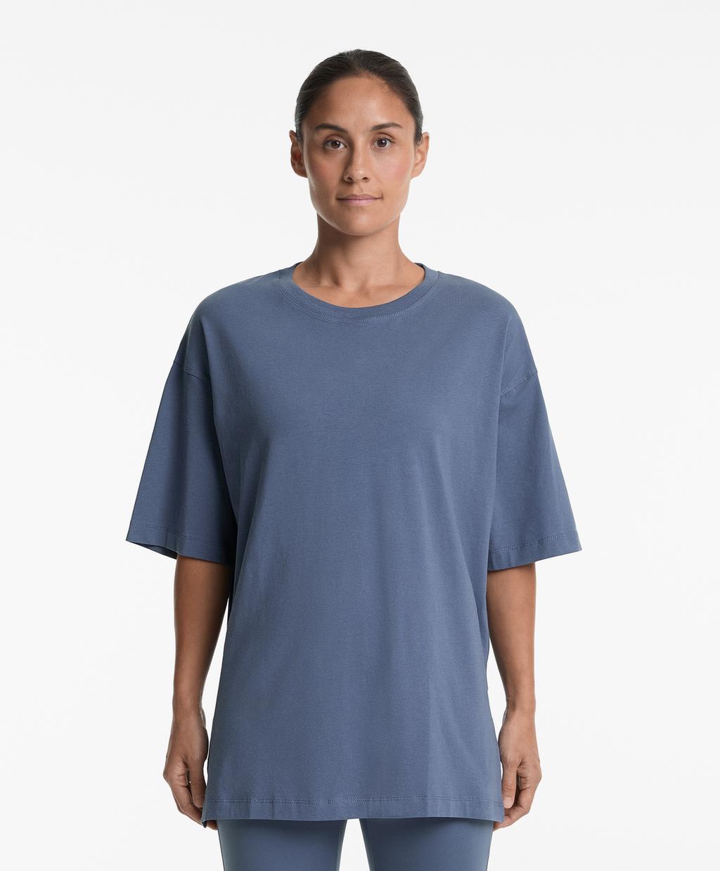 

Футболка из хлопчатобумажной смеси с коротким рукавом Oysho, цвет Steel Blue