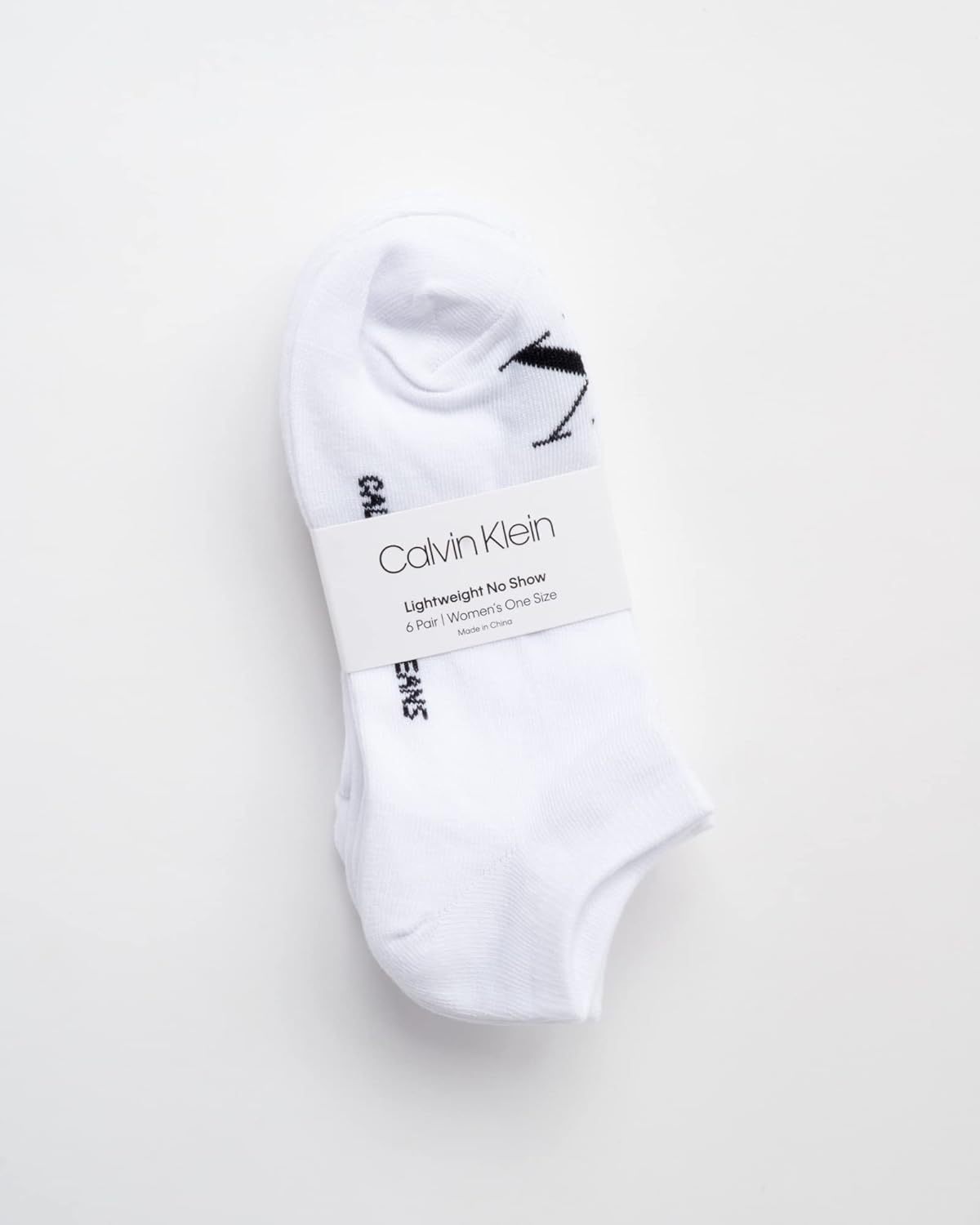 Женские носки Calvin Klein, невидимые, с нескользящей пяткой, легкие, из хлопковой смеси, с низким вырезом, 6 пар в упаковке, White Logo — фото 2