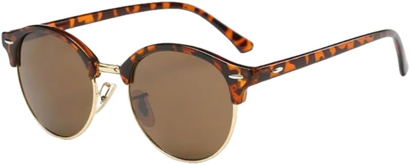 

Винтажные женские солнцезащитные очки для мужчин и женщин в стиле ретро с заклепками, круглые зеркальные очки для вождения, женские и мужские, UV400 generic, Leopard Tea