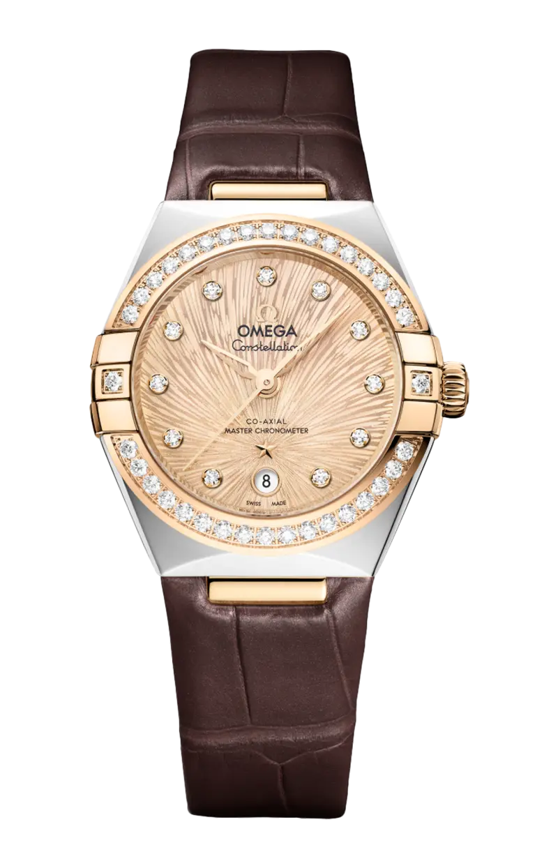 

Constellation 29 мм, нержавеющая сталь и золото moonshine на кожаном ремешке - 131.28.29.20.58.001 OMEGA