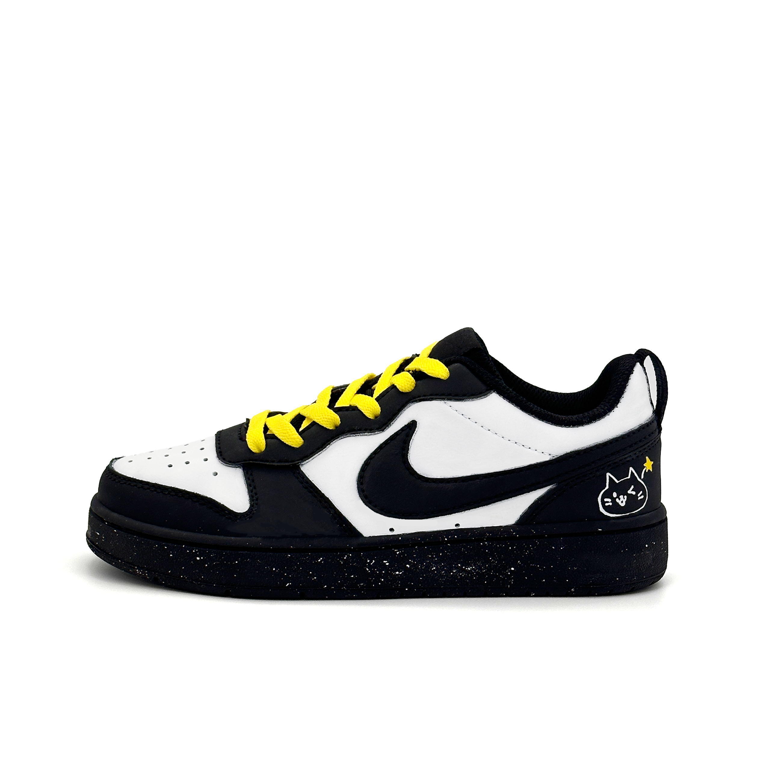 

Nike Court Borough Star Meowth Slip Resistant Low top Кроссовки для скейтбординга для детей Black White для подростков