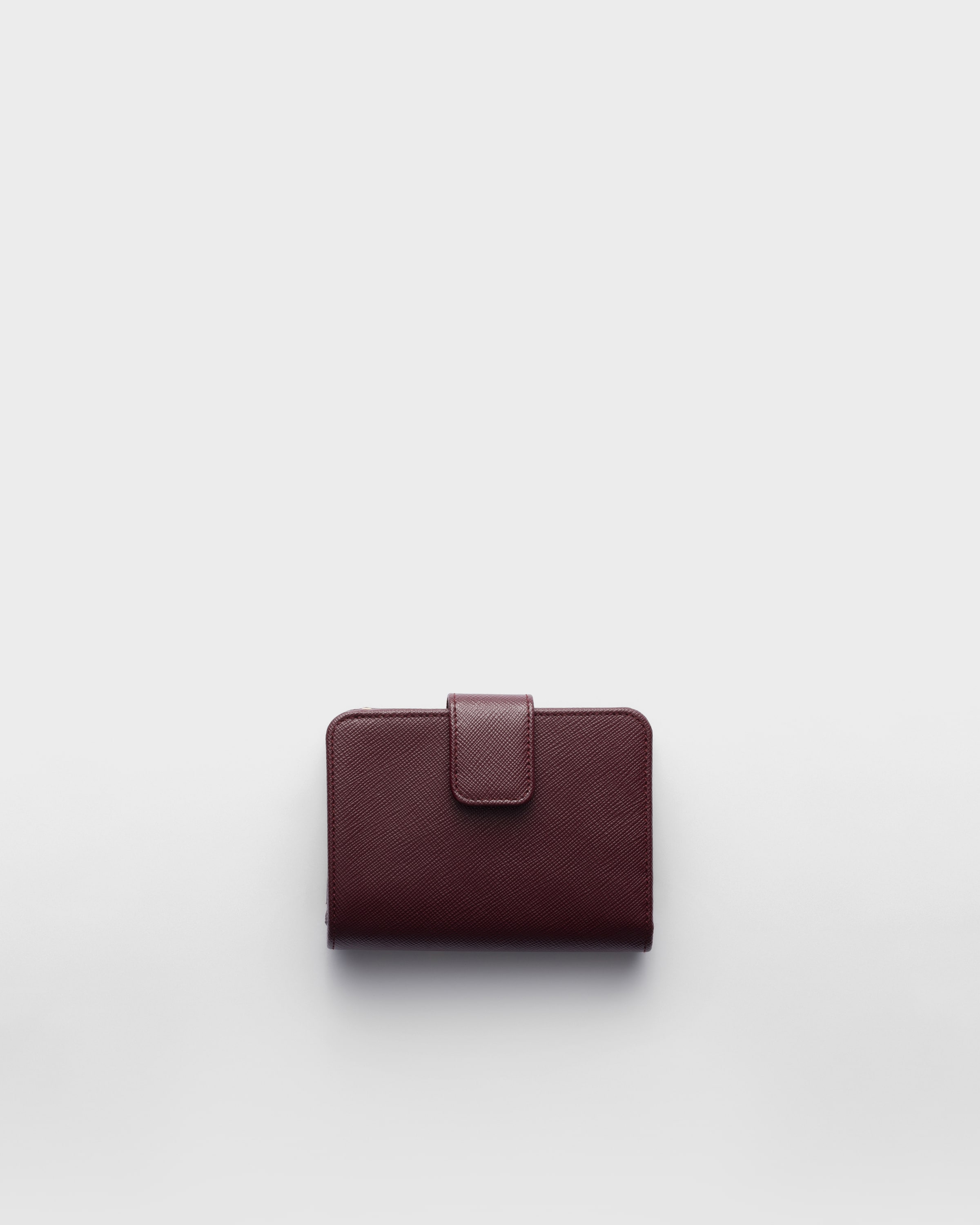 Маленький кошелек из сафьяновой кожи Prada, бордовые — фото 3