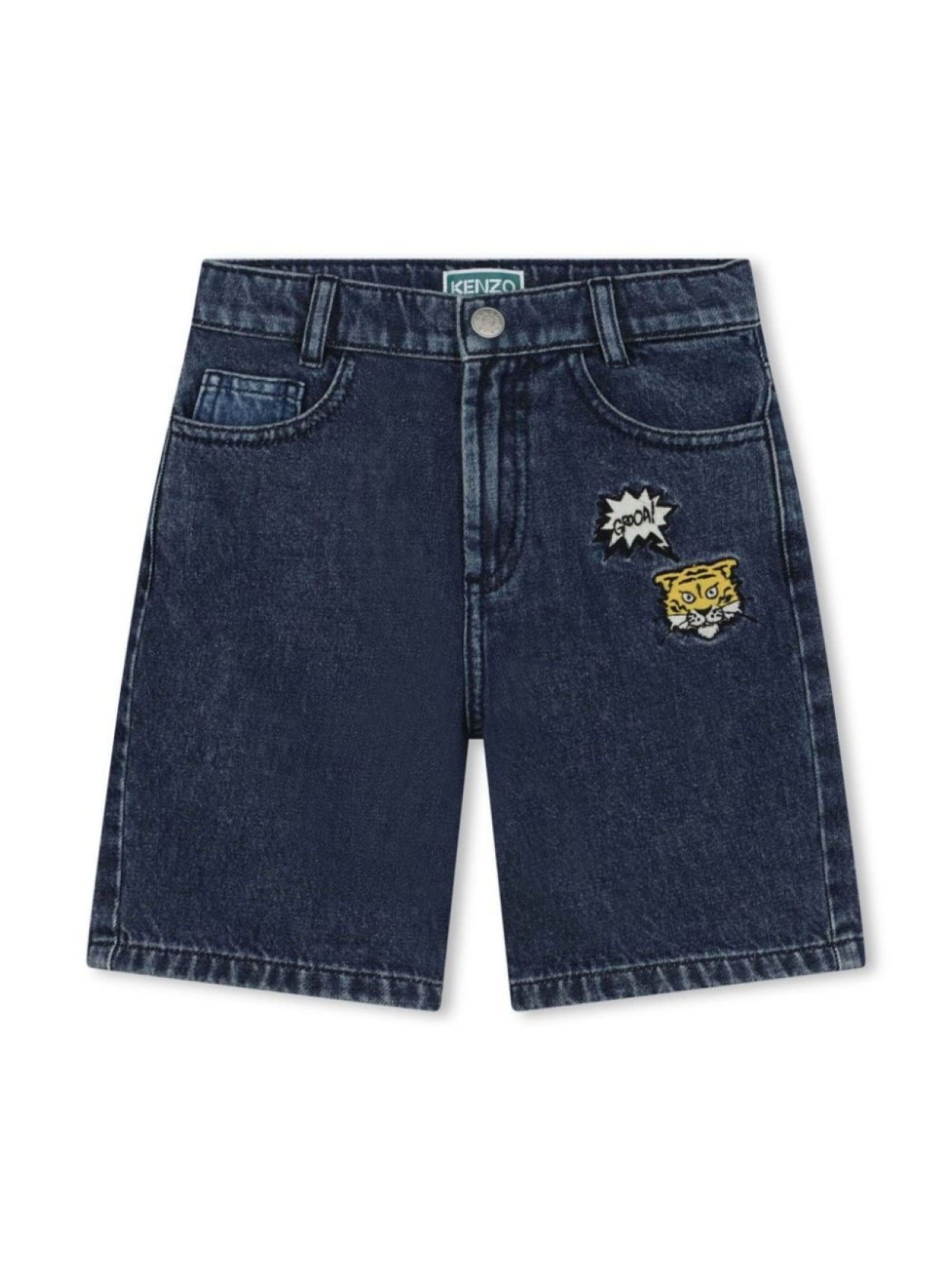 

Kenzo Kids джинсовые шорты с вышивкой Tiger, синий