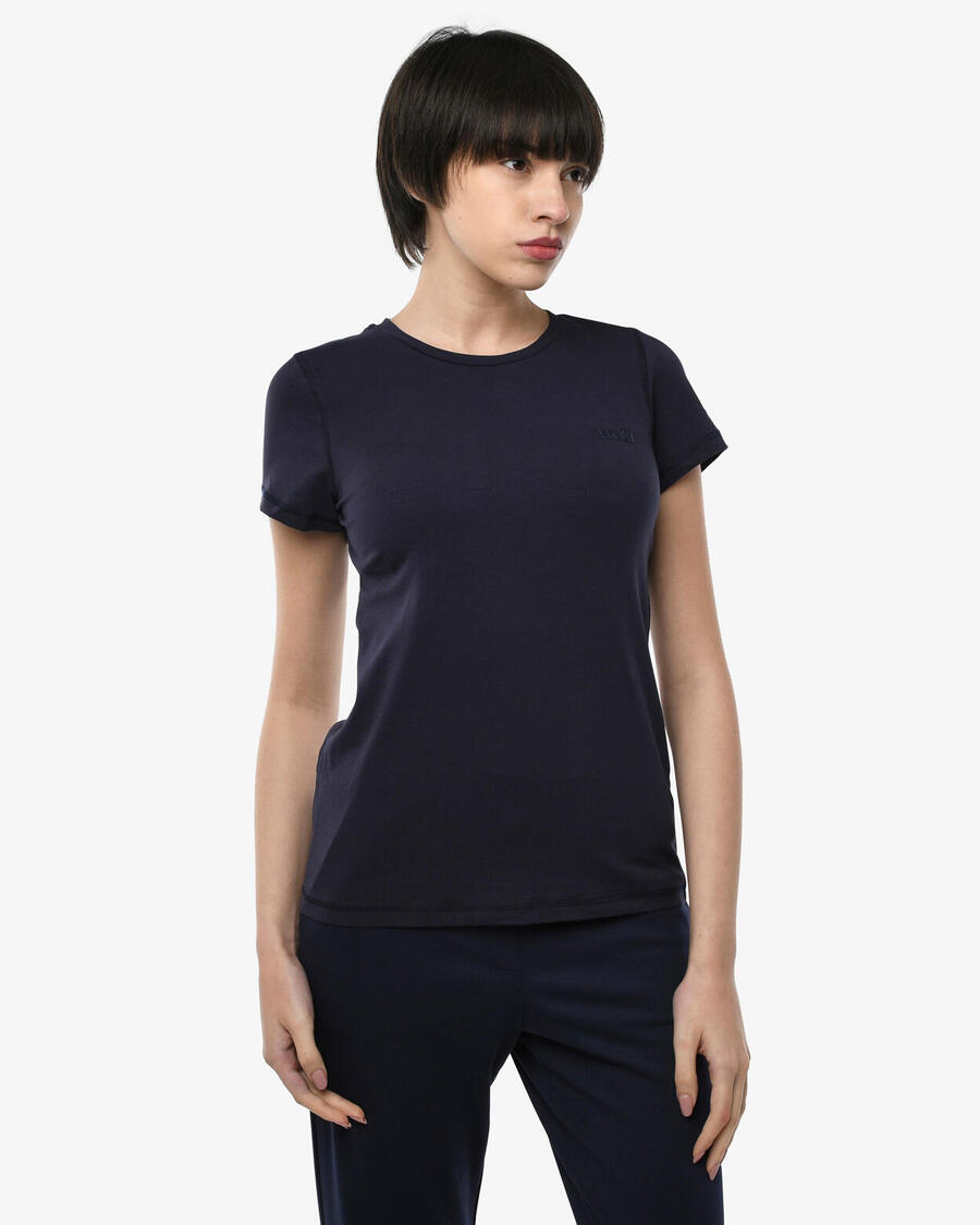 

JAKED Футболка для фитнеса из хлопка темно-синего цвета для женщин