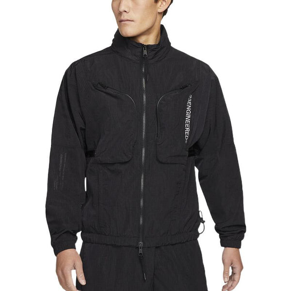Куртка Men's Air Jordan SS22 Solid Color Zipper Stand Collar Sports Jacket Black, черный — фото 3