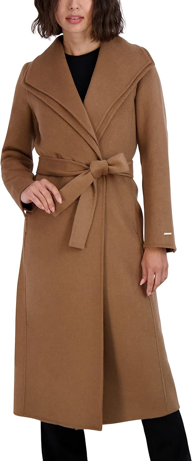 

Женское длинное пальто-халат TAHARI из смеси шерсти, цвет Camel, размер X-Large