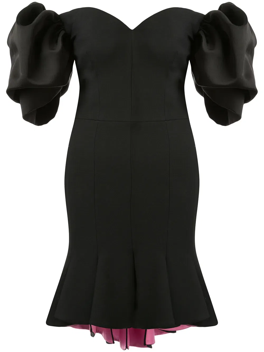 Платье с баской и открытыми плечами Alexander Mcqueen, черный