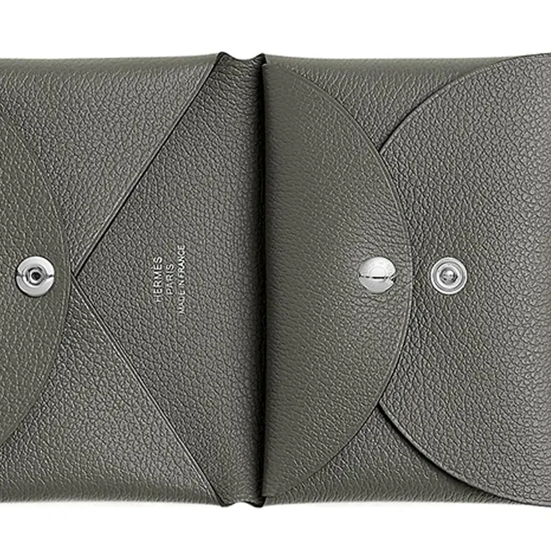 HERMES Кошелёк CalviCalvi Duo Evercolor Calfskin для женщин 0L Grismeyer Cumulonimbus Gray — фото 4