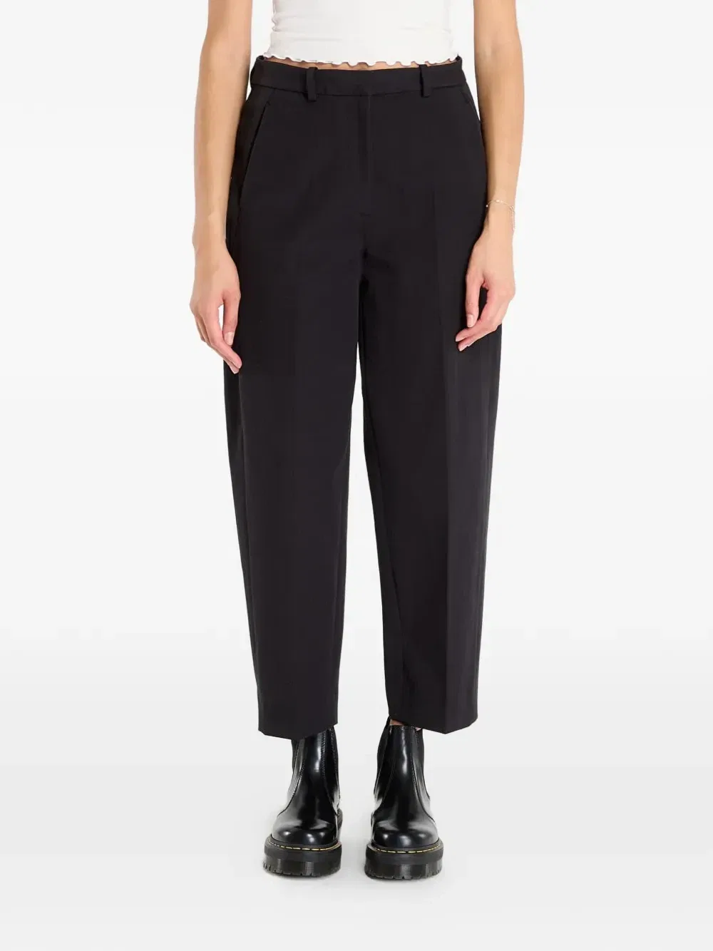 Габардиновые брюки Barrel Leg со складками Tommy Hilfiger, черный