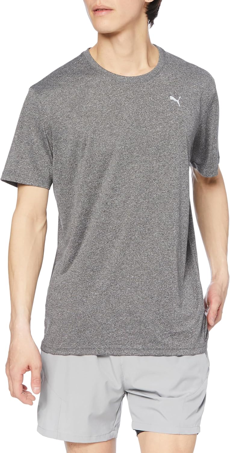 

Мужская тренировочная футболка PUMA с коротким рукавом, влагоотводящая, быстросохнущая, меланжевого цвета, размер M (520755) Цвета Весна/Лето 2024