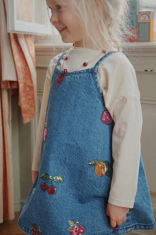 

Детское хлопковое платье MAGOT SEQUIN STRAP DRESS GOTS Konges Sløjd, синий