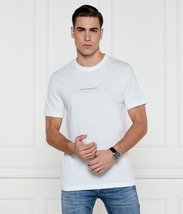 

Футболка мужская Calvin Klein Jeans хлопковая с надписью, белый