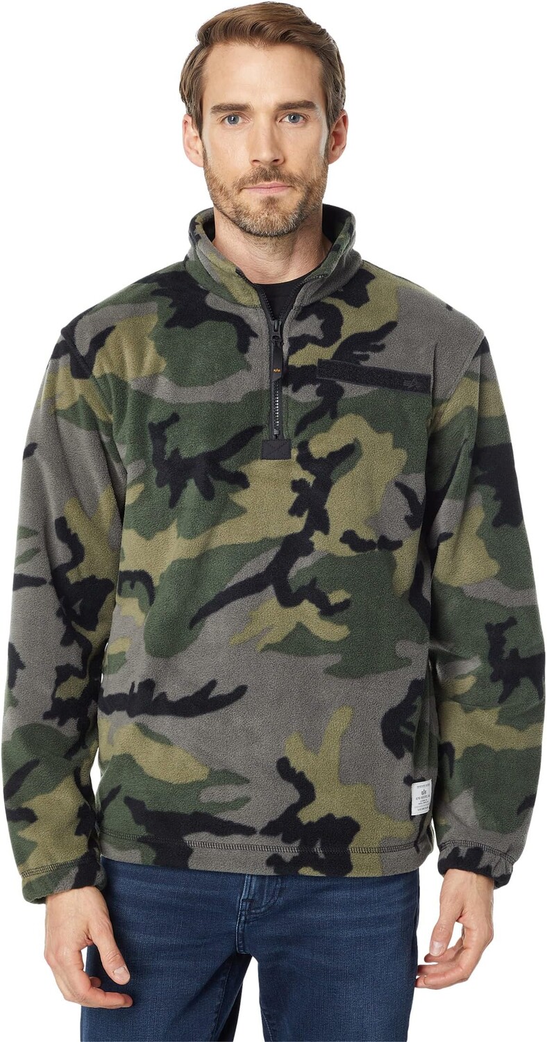 

Толстовка Alpha Industries 1/4 Zip Fleece Pullover, цвет Woodland Camo