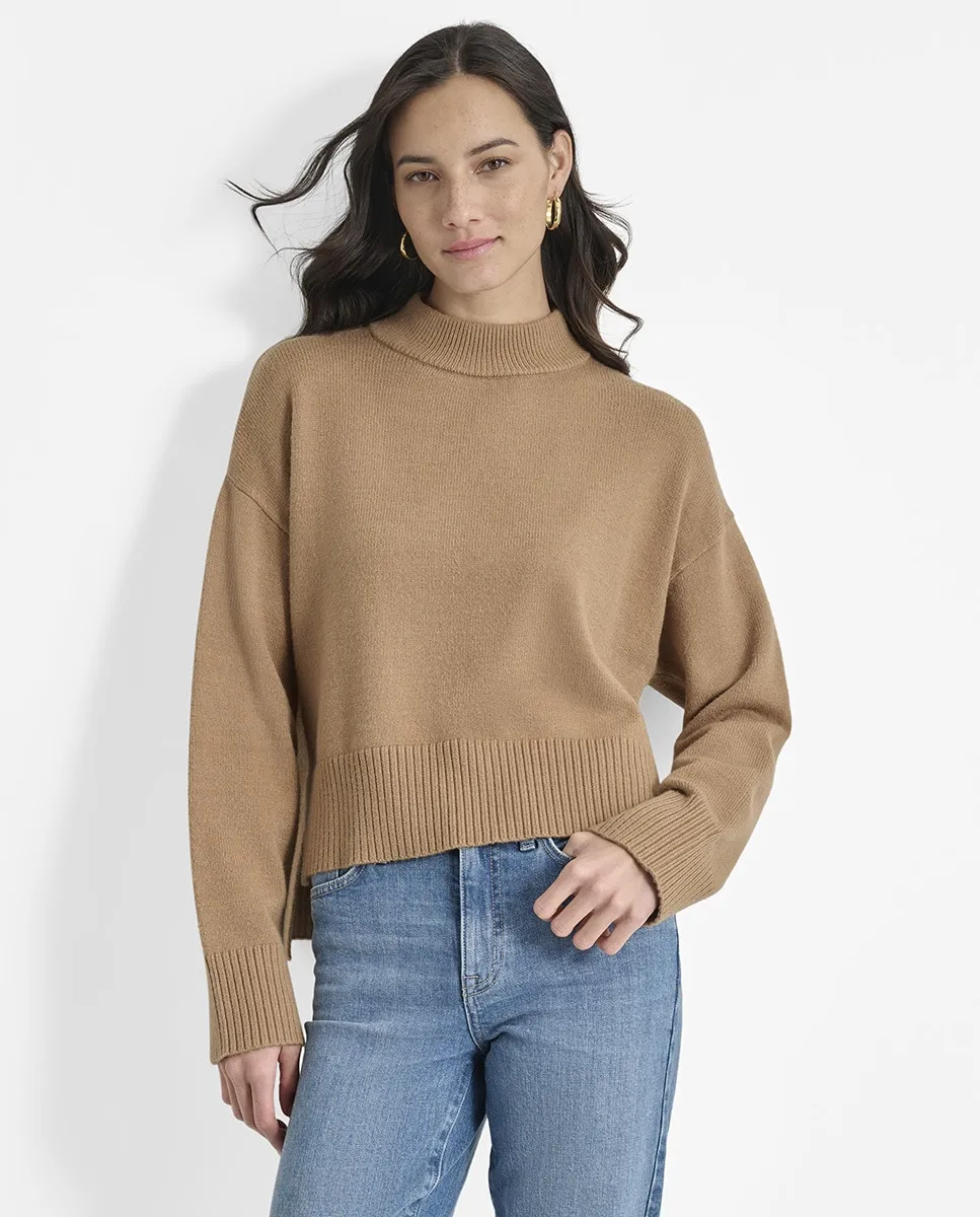 

Женский джемпер с высоким воротником и низким подолом Dkny Jeans, коричневый